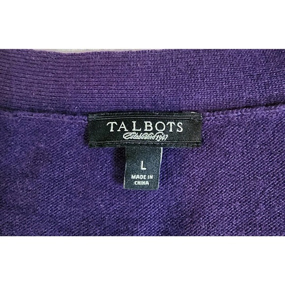 Talbots Womens Cashmere Blend Lightweight Cardigan Sequened Buttons L - Picture 9 of 9
